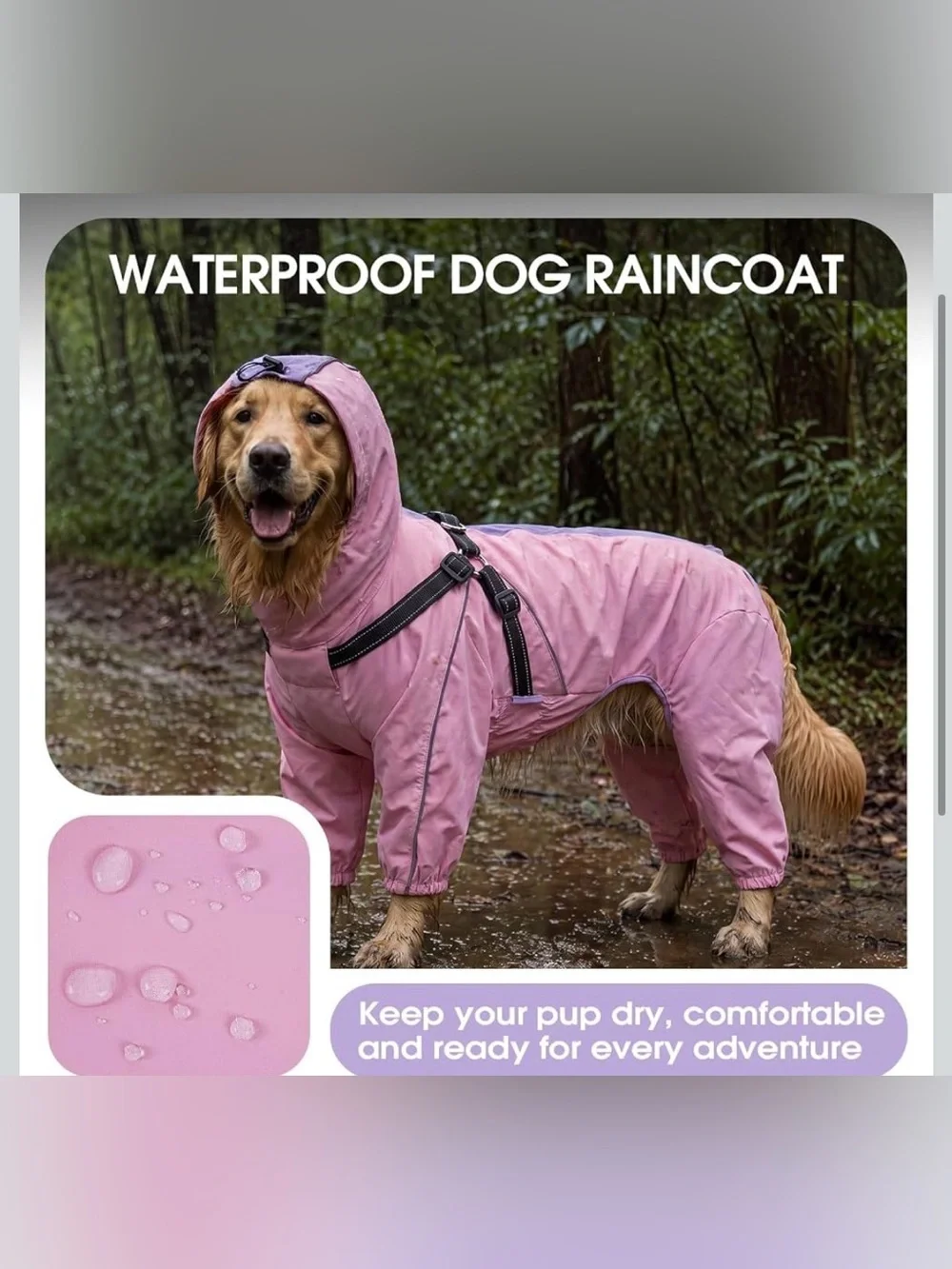 QBLEEV Lightweight Dog Windbreaker, Waterproof Outdoor Jacket, Pink, 2XL Waterpr